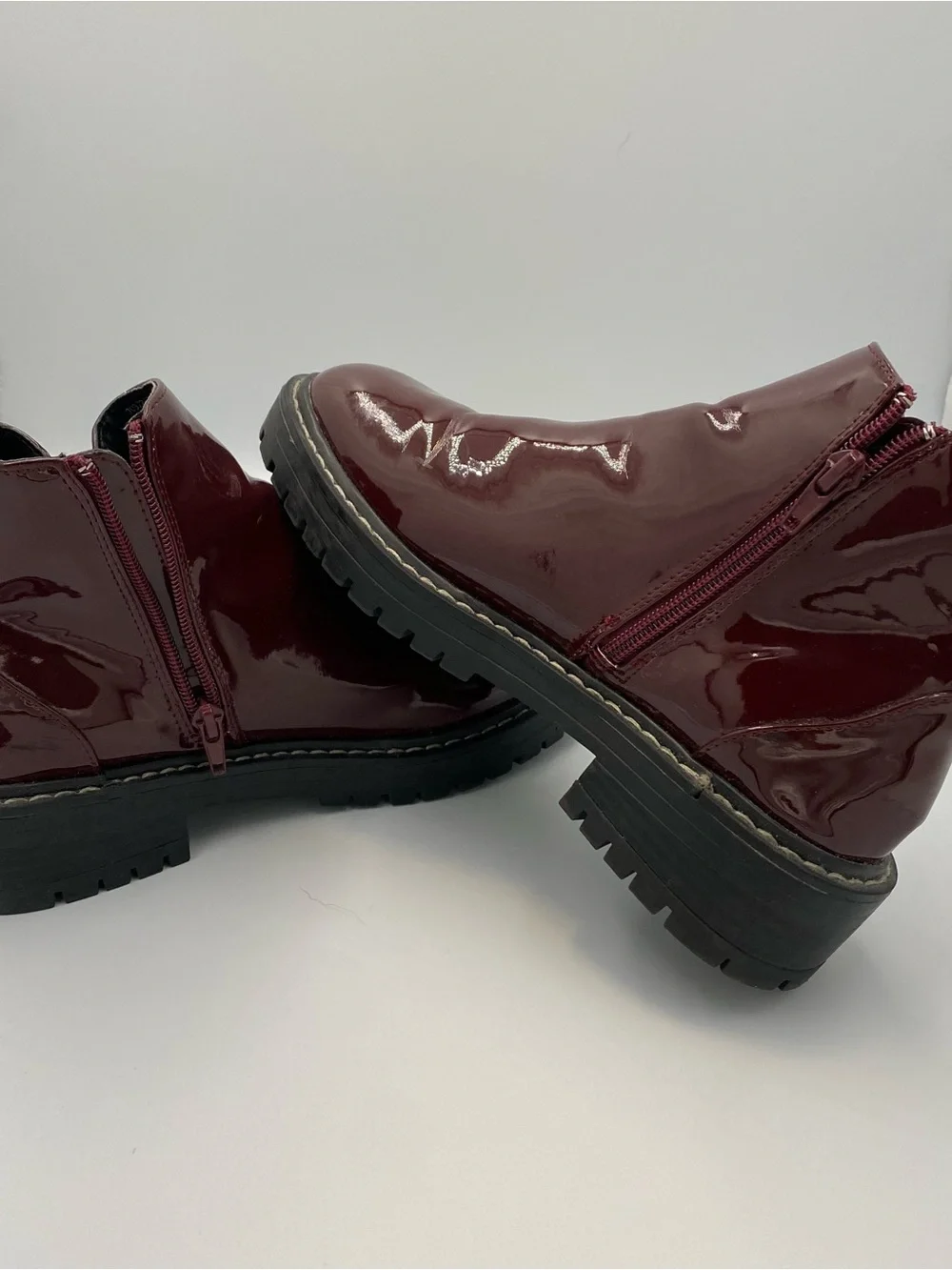 Forever 21 Burgundy Patent Platform Ankle Boots